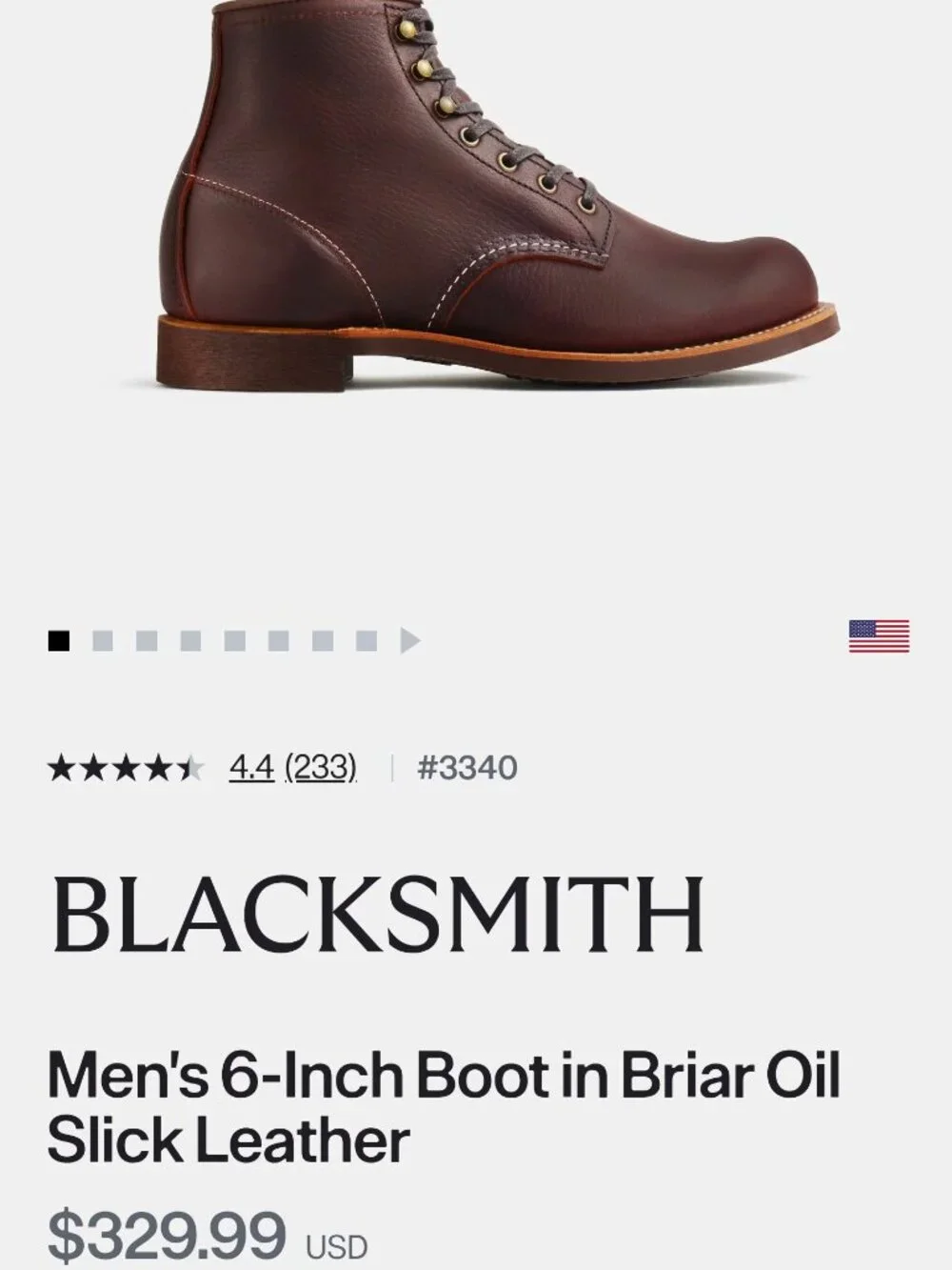 Red Wing 3340 Blacksmith Boots Briar Oil Slick Men’s 9.5 Like New